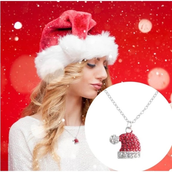 Festive Red and Silver Santa Hat Jewelry Set - Picture 3 of 7